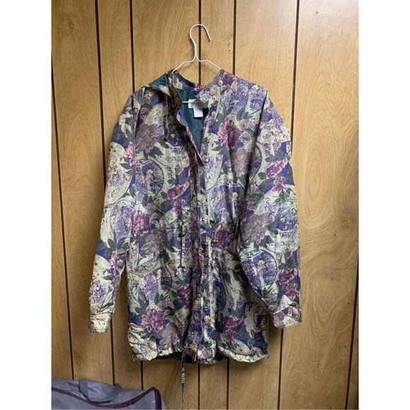 Summa Silk Womens Floral Hooded Jacket Purple Size Large - Picture 3 of 10